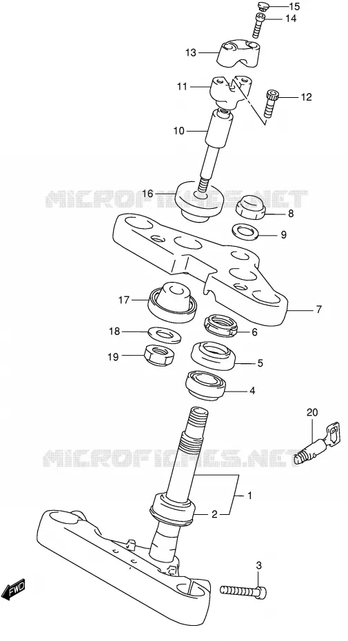 COLONNE DE DIRECTION (MODELE K1/K2/K3/K4) Suzuki MOTO 800 INTRUDER 2004  VS800GLK4(E3/E28)
