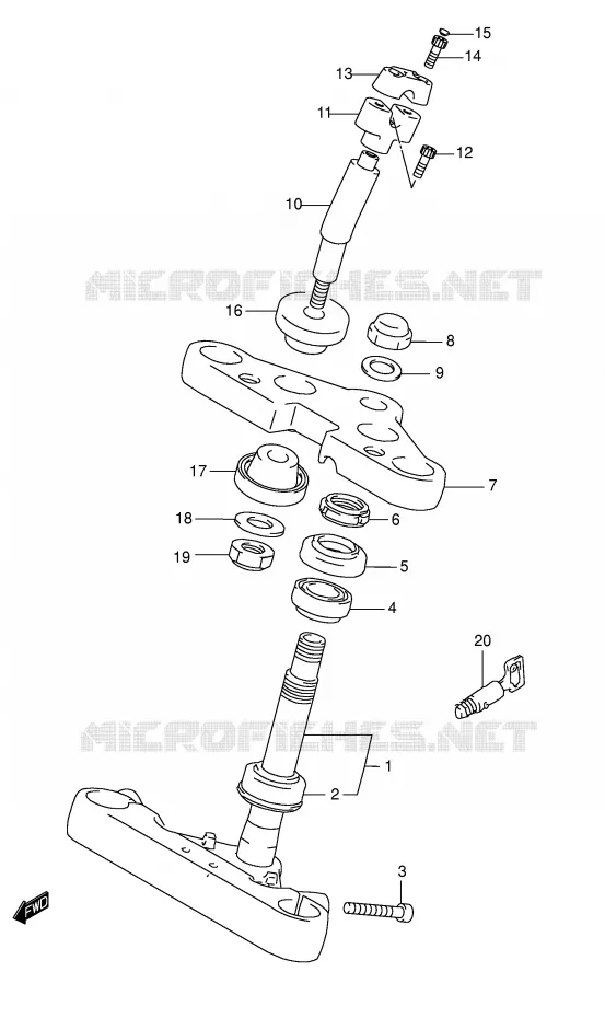 COLONNE DE DIRECTION (MODELE K5) Suzuki MOTO 800 INTRUDER 2005  VS800K5(E3/E28)