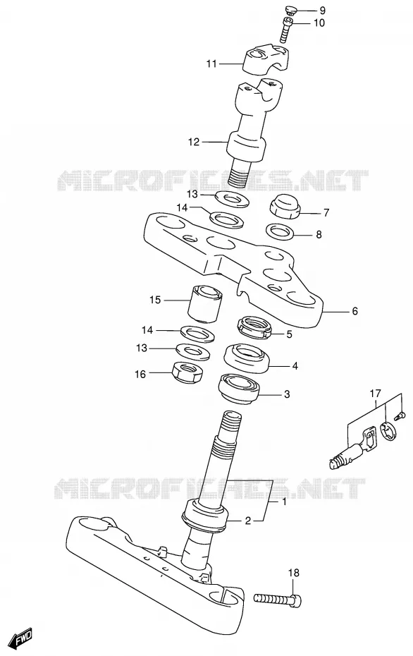 COLONNE DE DIRECTION (MODELE W/X) Suzuki MOTO 800 INTRUDER 1998  VS800GLW(E2)