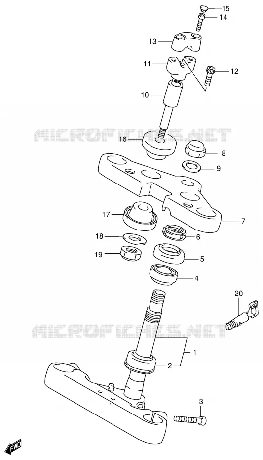 COLONNE DE DIRECTION (MODELE Y) Suzuki MOTO 800 INTRUDER 1999  VS800GLX(E2)