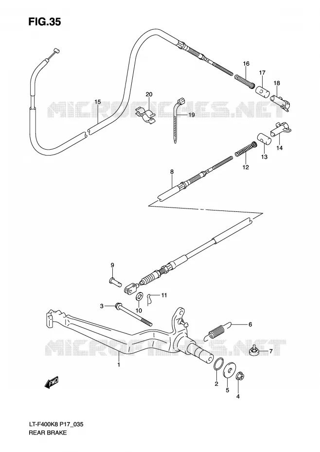 FREIN ARRIERE Suzuki QUAD 400 KINGQUAD 2008  LT-F400K8(P17)