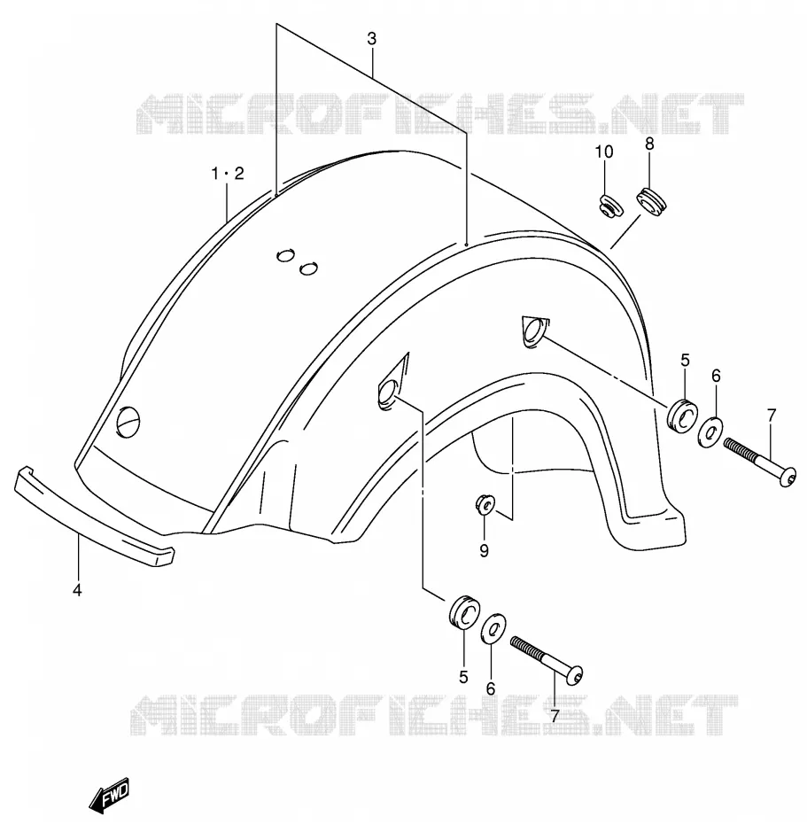 GARDE BOUE ARRIERE (MODELE K2) Suzuki MOTO 800 VOLUSIA 2005  VL800K5(E2)