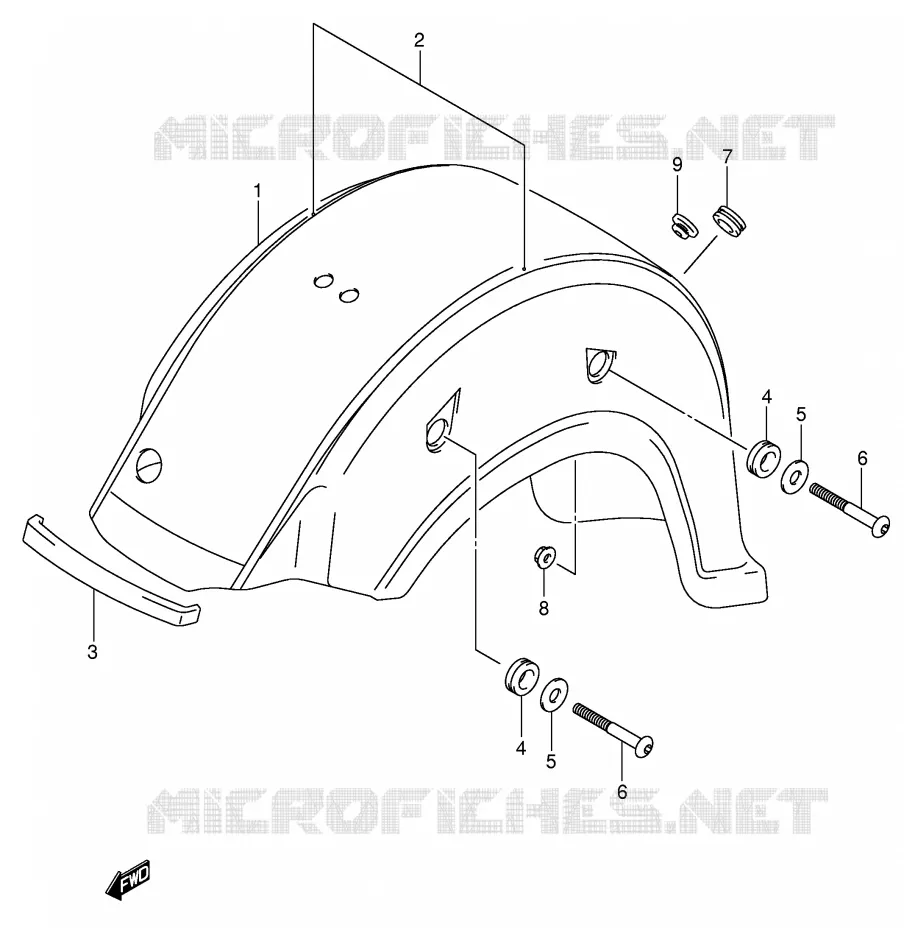 GARDE BOUE ARRIERE (MODELE K3) Suzuki MOTO 800 VOLUSIA 2004  VL800K4(E2)