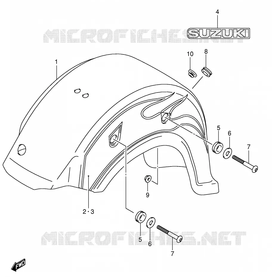 GARDE BOUE ARRIERE (VL800ZK4/ZK5) Suzuki MOTO 800 VOLUSIA 2004  VL800ZK4(E2)