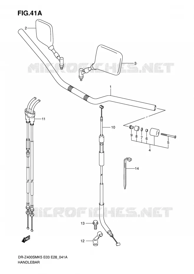 GUIDON (MODEL K7/K8/K9) Suzuki MOTO 400 DR-Z 2008  DR-Z400SMK8(E3/E28)