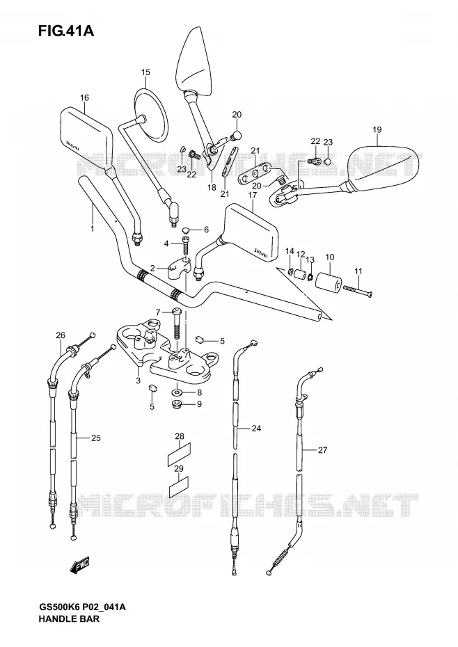 GUIDON (MODELE K4/K5/K6) Suzuki MOTO 500 GS-E 2005  GS500K5(P19)