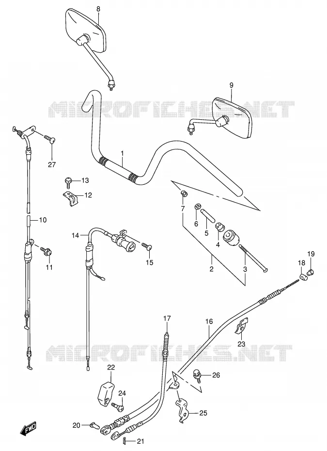 GUIDON (MODELE V) Suzuki MOTO 800 INTRUDER 1992  VS800GLN(E28)