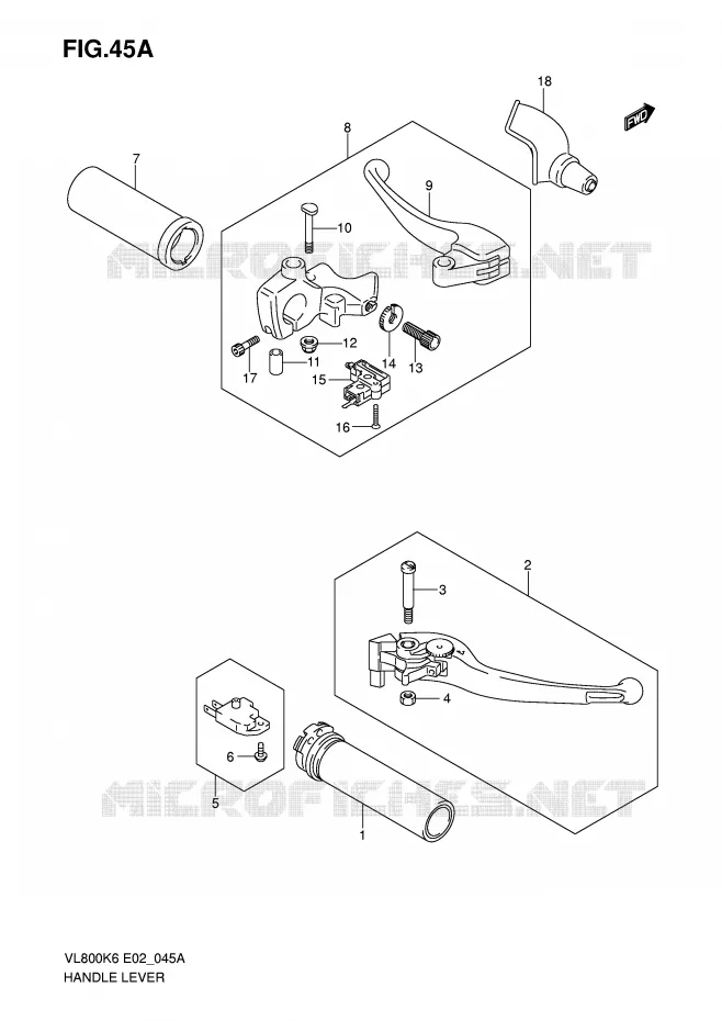 LEVIERS - POIGNEES (MODEL K7/K8/K9/L0) Suzuki MOTO 800 VOLUSIA 2008  VL800CUEK8(E2)