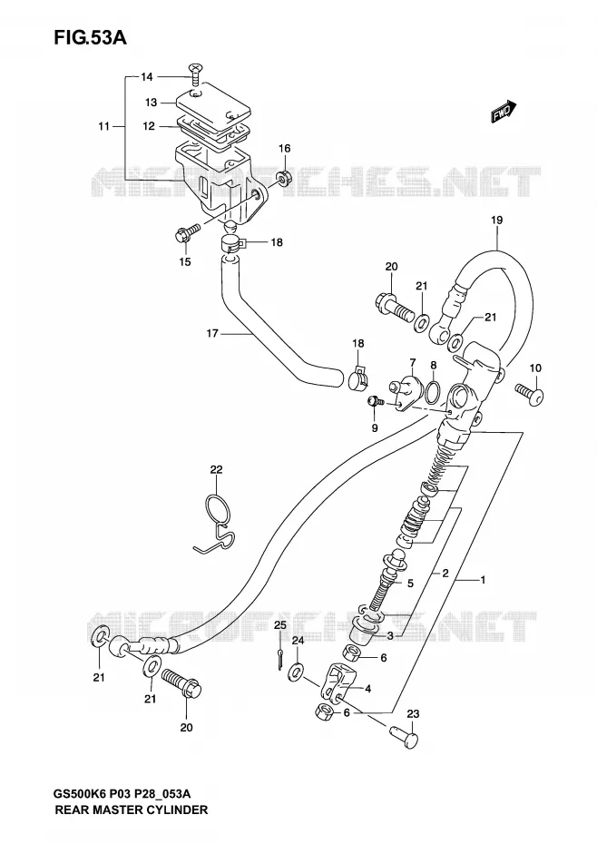MAITRE CYLINDRE ARRIERE (MODELE K4/K5/K6) Suzuki MOTO 500 GS-E 2005  GS500K5(P3)