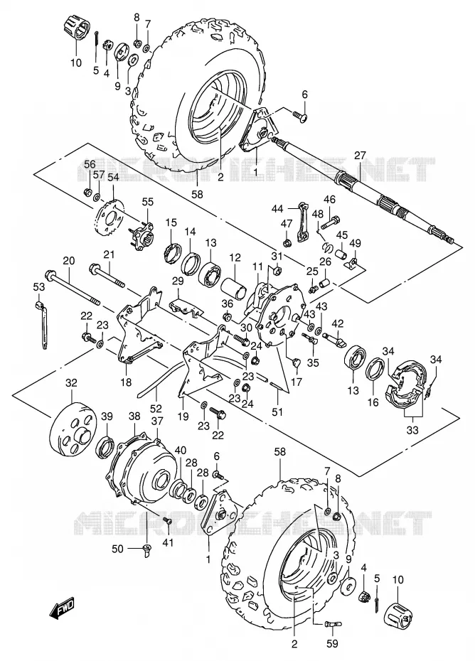ROUE ARRIERE Suzuki QUAD 80 QUADSPORT 2002  LT80K2(P3/P28)