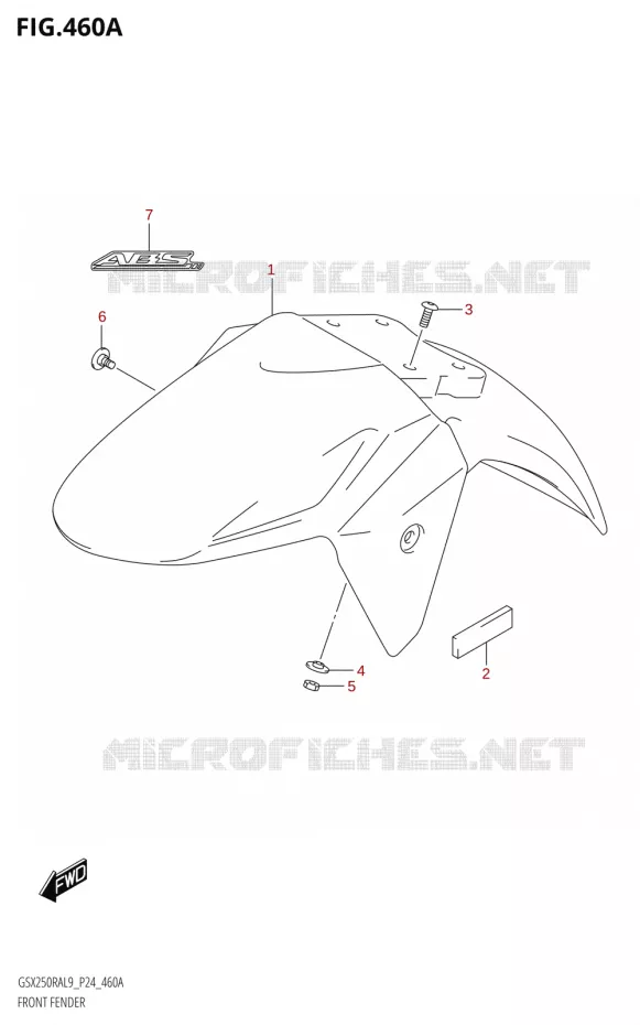 GARDE BOUE AVANT (GSX250RA:L9:P24) Suzuki MOTO 250 GSX-R 2019  GSX250RA L9/GSX250RZA L9 P24