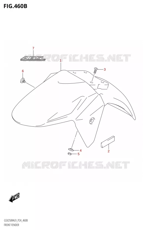 GARDE BOUE AVANT (GSX250RZA:L9:P24) Suzuki MOTO 250 GSX-R 2019  GSX250RA L9/GSX250RZA L9 P24