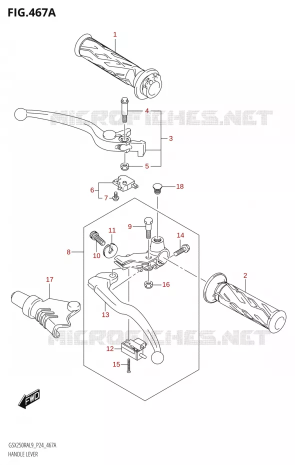LEVIERS - POIGNEES Suzuki MOTO 250 GSX-R 2019  GSX250RA L9/GSX250RZA L9 P24