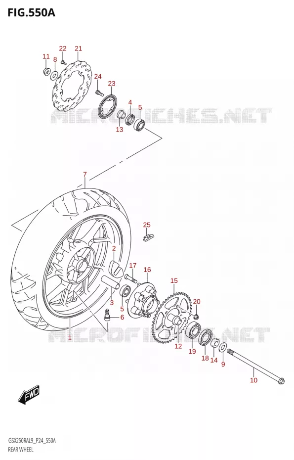 ROUE ARRIERE (GSX250RA:L9:P24) Suzuki MOTO 250 GSX-R 2019  GSX250RA L9/GSX250RZA L9 P24