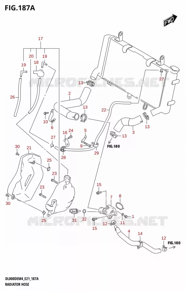 DURITES DE RADIATEUR - VASE D'EXPANSION Suzuki MOTO 800 V-STROM 2024  DL800DEUC M4 (E21)