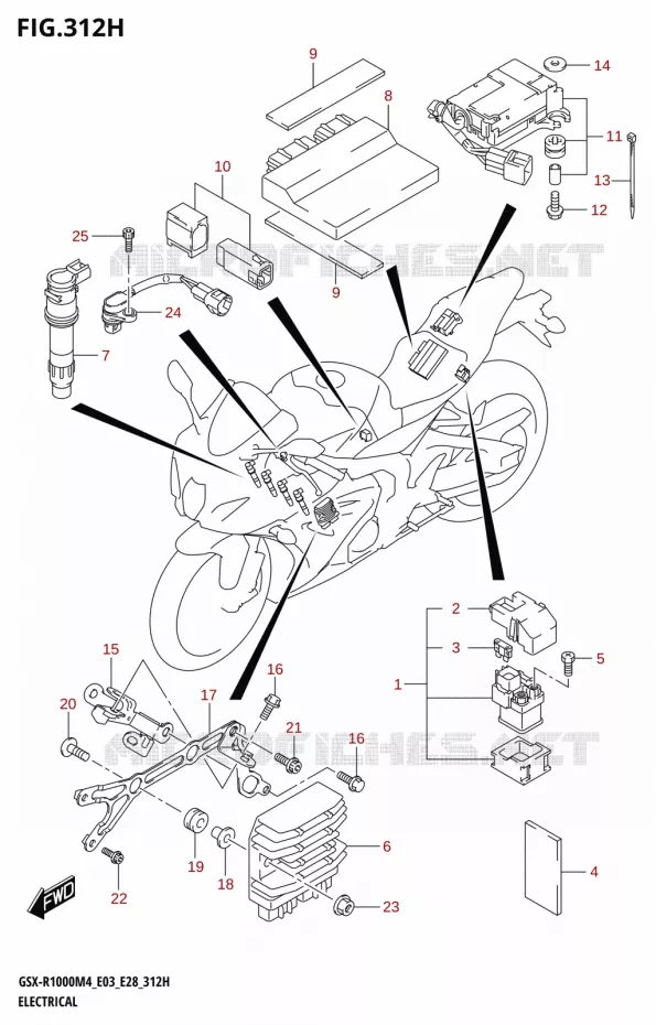 PARTIE ELECTRIQUE (GSX-R1000A:(E03,E28)) Suzuki MOTO 1000 GSX-R 2024  GSX-R1000A M4 E03 E28 E33