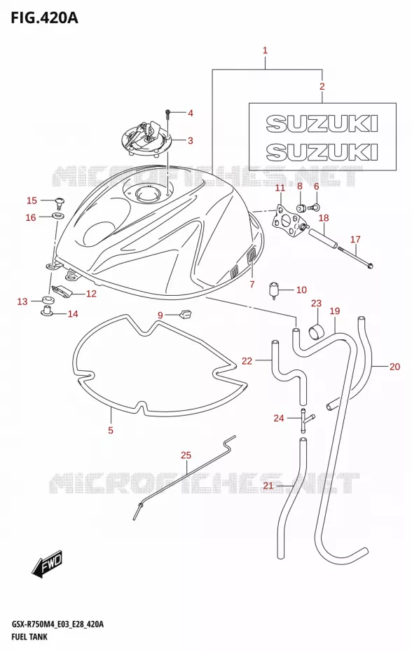 RESERVOIR D'ESSENCE (GSX-R750:(E03,E28)) Suzuki MOTO 750 GSX-R 2024  GSX-R750 M4 (E03,E28,E33)
