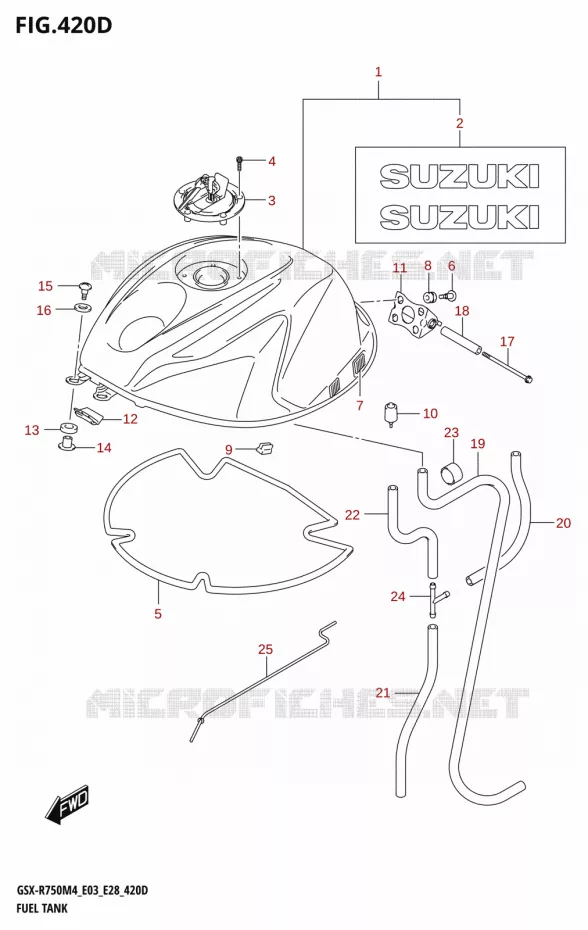 RESERVOIR D'ESSENCE (GSX-R750Z:(E03,E28)) Suzuki MOTO 750 GSX-R 2024  GSX-R750 M4 (E03,E28,E33)
