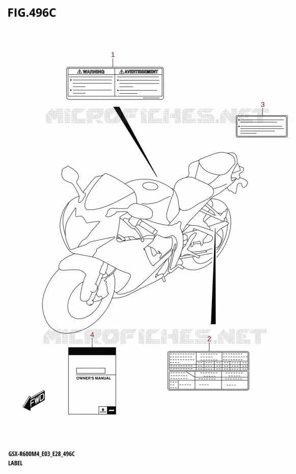 ETIQUETTE (E28) Suzuki MOTO 600 GSX-R 2024  GSX-R600 M4 (E03,E28,E33)
