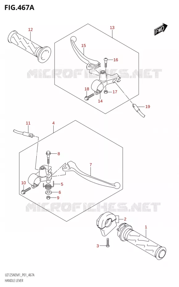 LEVIERS - POIGNEES Suzuki SCOOTER 125 ADDRESS 2023  UZ125NEY M3 (P19)