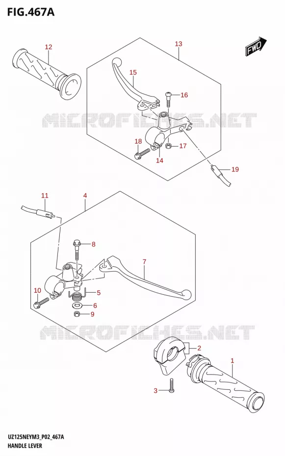 LEVIERS - POIGNEES Suzuki SCOOTER 125 ADDRESS 2023  UZ125NEY M3 (P19)