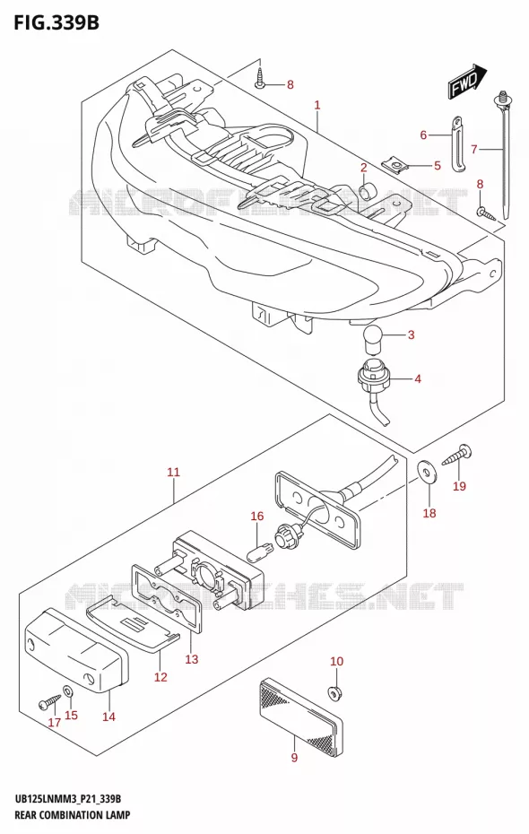 FEU ARRIERE Suzuki SCOOTER 125 BURGMAN 2023  UB125LNM M3 (P21)
