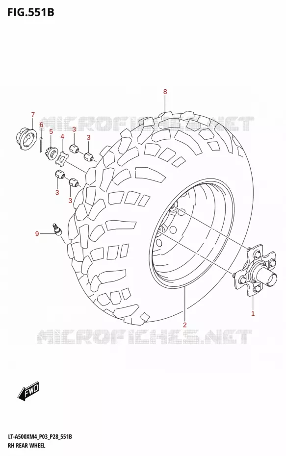 ROUE ARRIERE DROITE (LT-A500XP) Suzuki QUAD 500 KINGQUAD 2024  LT-A500XM4 P03 2024 M4 (P03)