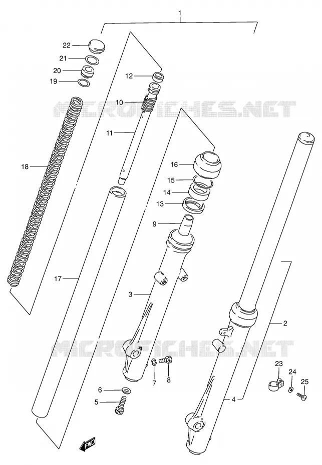 AMORTISSEUR AVANT (MODELE D/E/F/G) Suzuki MOTO 50 TS-W 1983  TS50WD(E6)