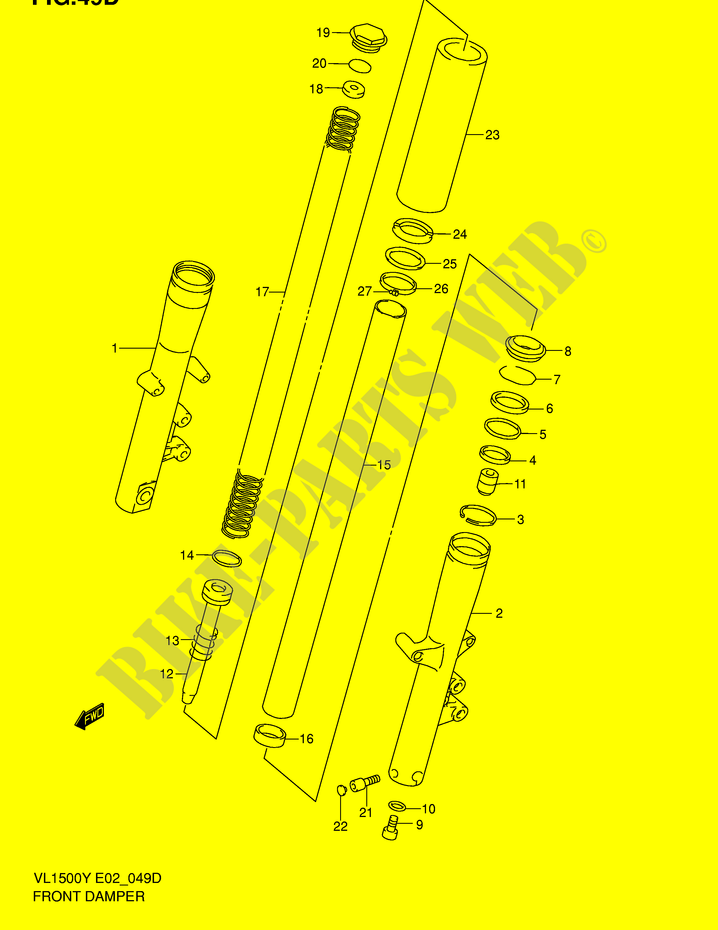 AMORTISSEUR AVANT (MODELE K2/K3/K4) pour Suzuki INTRUDER 1500 2001