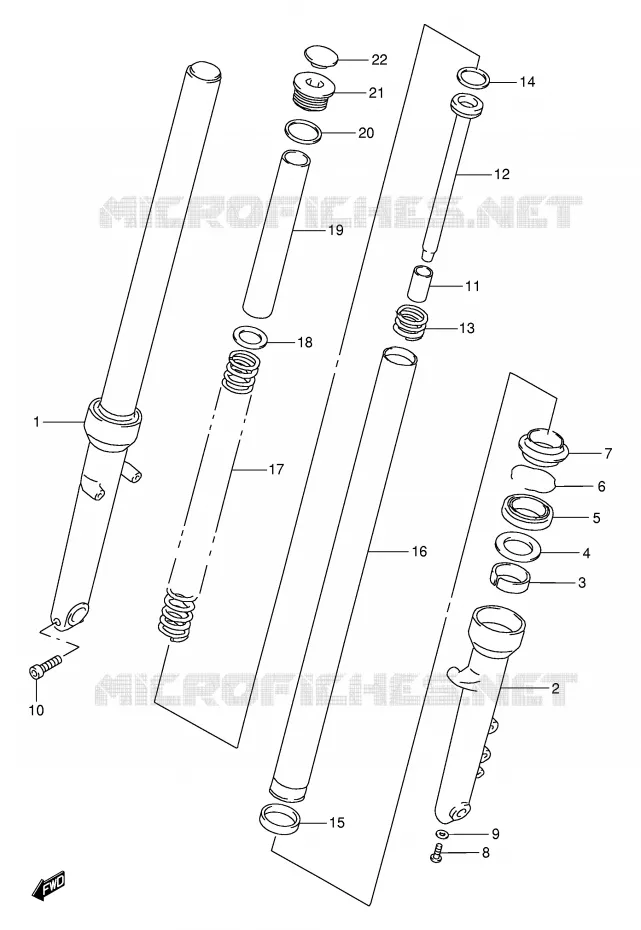 AMORTISSEUR AVANT (MODELE V/W/X) Suzuki MOTO 250 TU 2001  TU250XK1(E2)