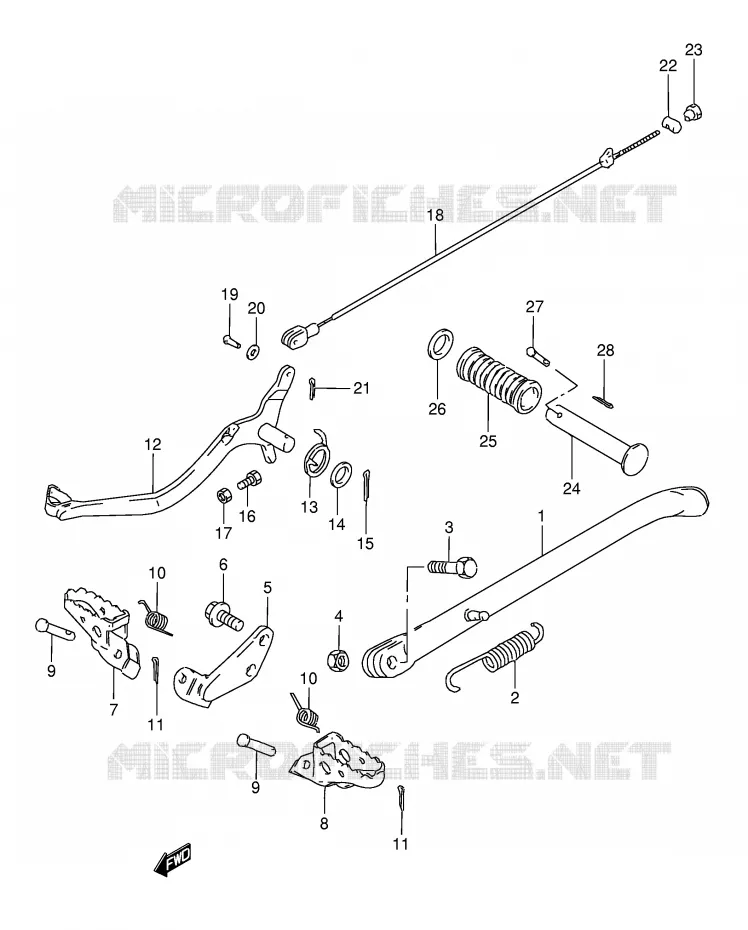 BEQUILLE - REPOSE PIED (MODELE E/G) Suzuki MOTO 50 TS-X 1986  TS50XKG(E1)