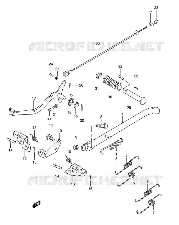 BEQUILLE - REPOSE PIED (MODELE H/J/M/R) Suzuki MOTO 50 TS-X 1988  TS50XKJ(E1)