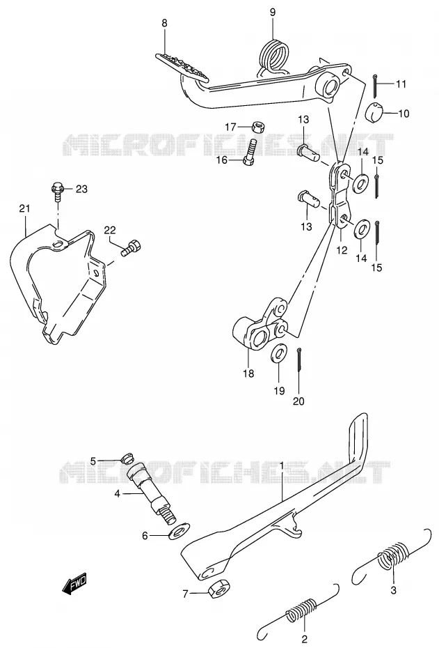BEQUILLE LATERALE - PEDALE DE FREIN ARRIERE Suzuki MOTO 800 INTRUDER 2002  VS800GLK2(E3/E28)