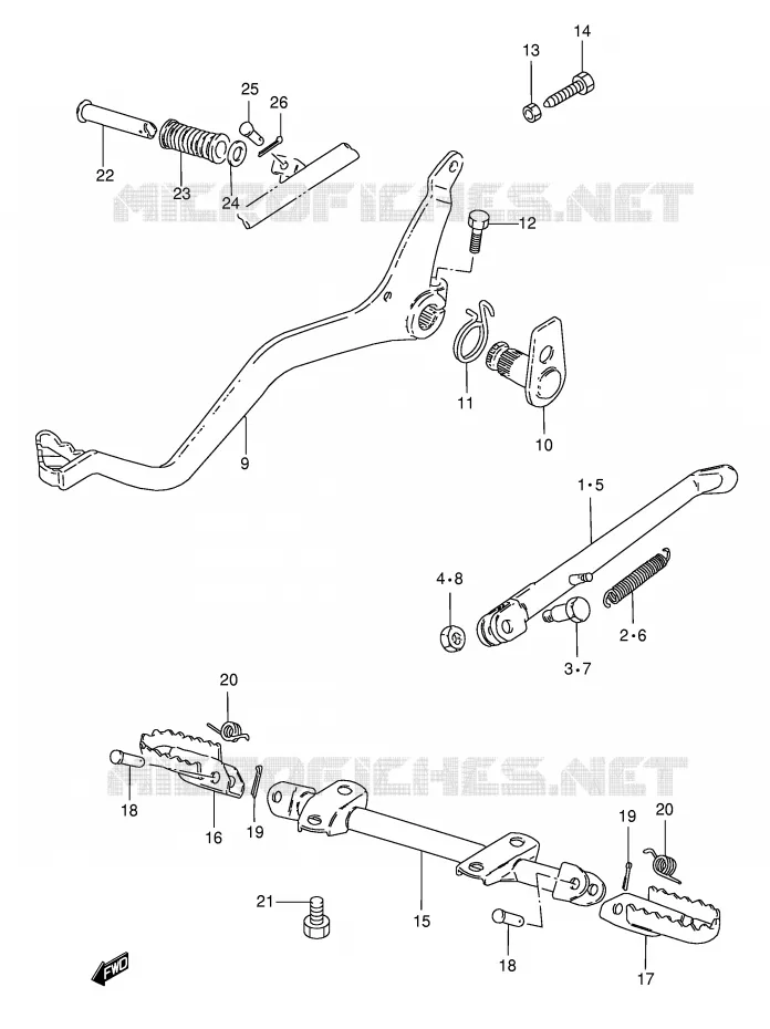 BEQUILLE (MODELE X/Y/K1) Suzuki MOTO 185 TS-ER 1998  TS185ERW(E1)