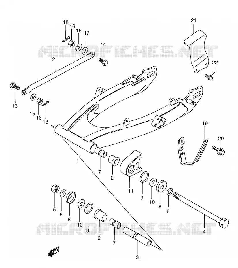 BRAS OSCILLANT ARRIERE (MODELE T/V/W/Y) Suzuki MOTO 185 TS-ER 2001  TS185ERK1(E1)