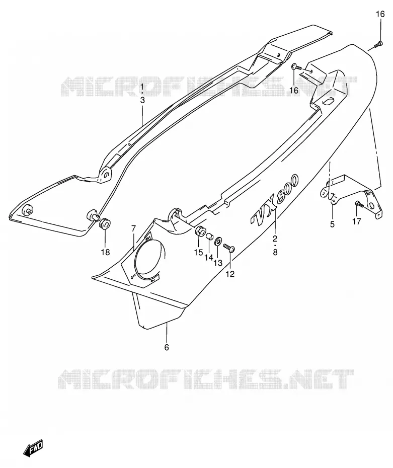 CARENAGES ARRIERE  (MODELE L/M) Suzuki MOTO 800 VX 1996  VX800UT(E4)
