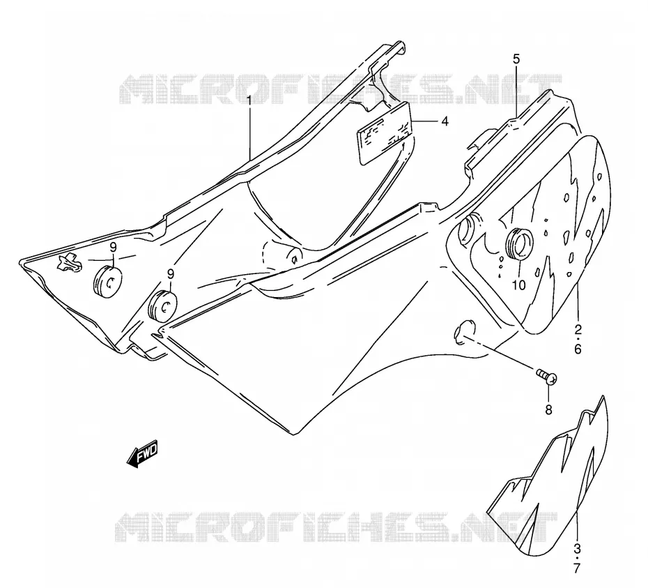 CARENAGES ARRIERE  (MODELE M/R) Suzuki MOTO 50 TS-X 1994  TS50XKR(E1)
