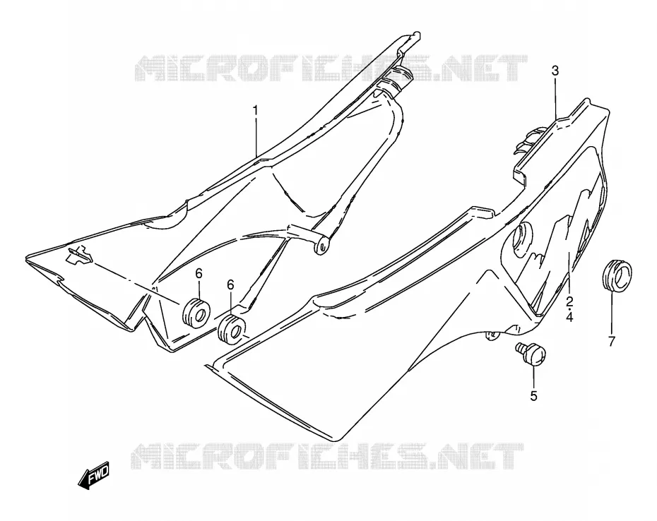 CARENAGES ARRIERE  (MODELE P/S) Suzuki MOTO 50 TS-W 1995  TS50WS(E6)