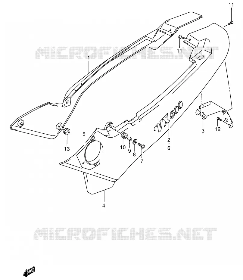 CARENAGES ARRIERE  (MODELE R/T) Suzuki MOTO 800 VX 1994  VX800UR(E4)