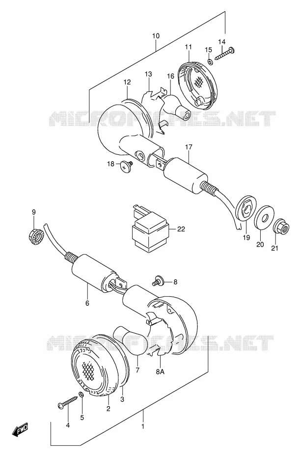 CLIGNOTANTS (MODELE T) Suzuki MOTO 800 VX 1993  VX800P(E4)