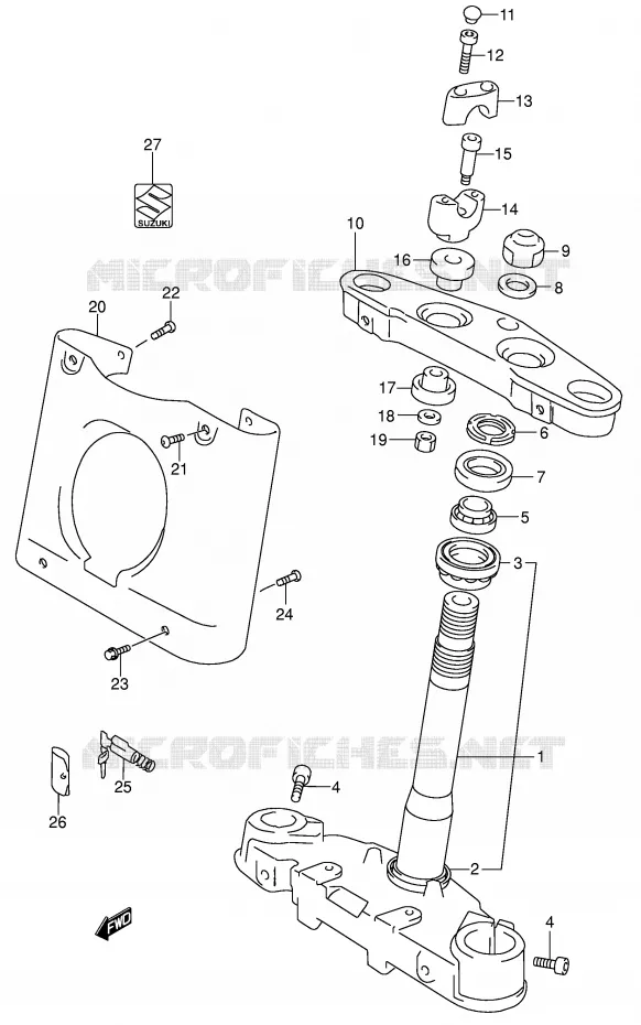 COLONNE DE DIRECTION (MODELE K1/K2/K3/K4) Suzuki MOTO 1500 INTRUDER 2001  VL1500K1(E2)