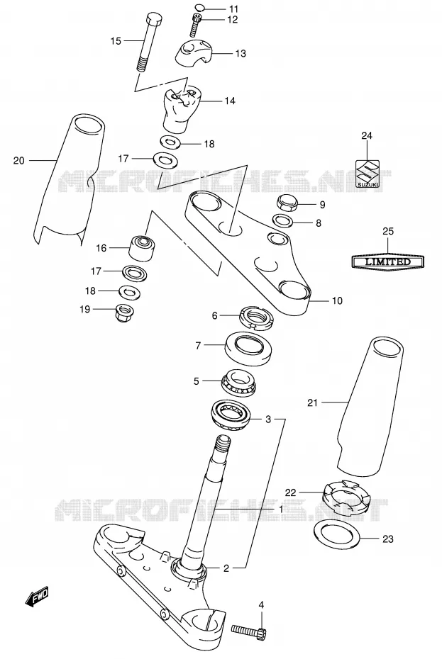 COLONNE DE DIRECTION (MODELE K1/K2/K3/K4) Suzuki MOTO 800 VOLUSIA 2002  VL800K2(E2)