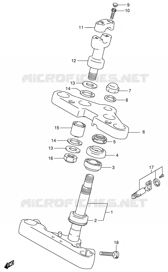 COLONNE DE DIRECTION (MODELE T/V) Suzuki MOTO 800 INTRUDER 1992  VS800GLN(E2)