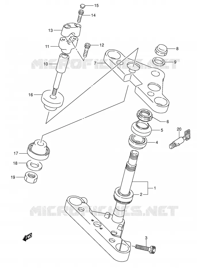 COLONNE DE DIRECTION (MODELE Y/K1/K2/K3) Suzuki MOTO 1400 INTRUDER 2003  VS1400GLPK3(E2)