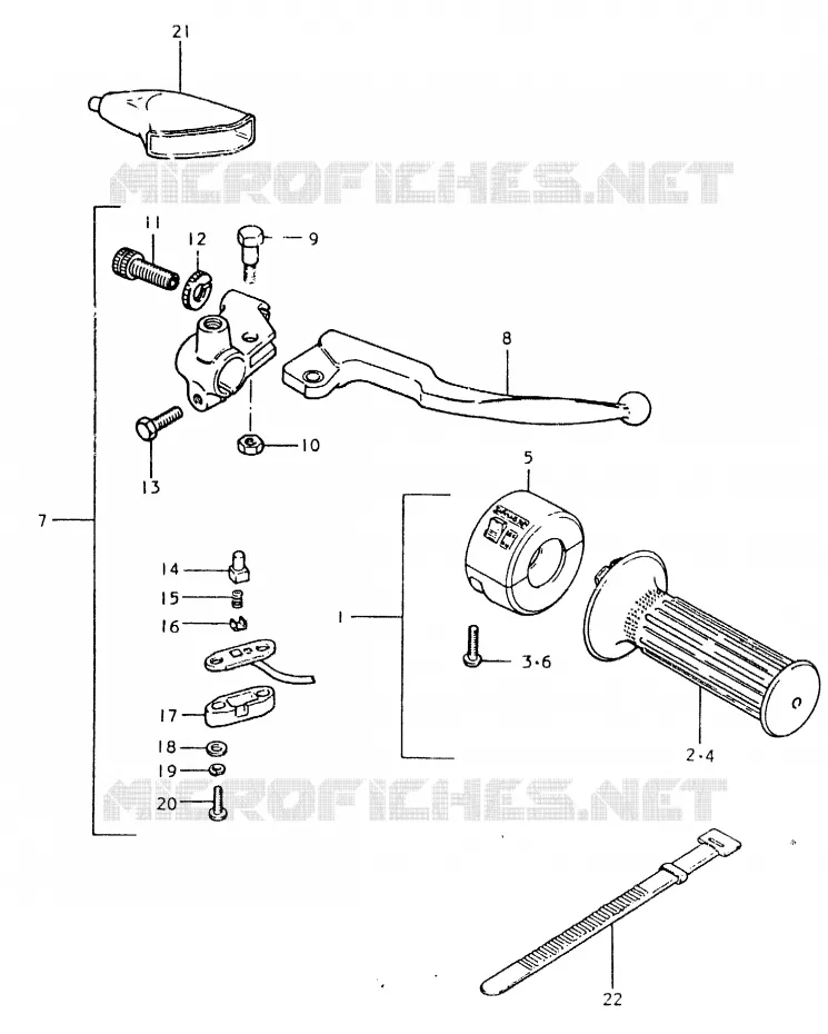 ENSEMBLE LEVIER - COMMODO DROIT (E24, E26) Suzuki MOTO 125 TS-ER 1996  TS125ERT(T/X)