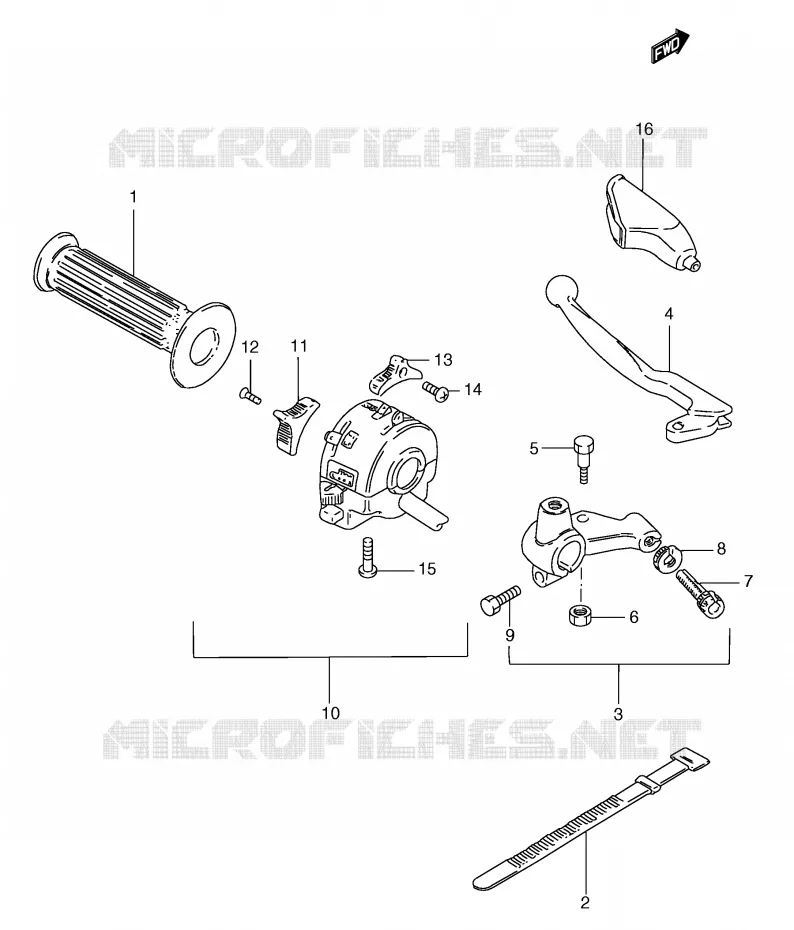 ENSEMBLE LEVIER - POIGNEE GAUCHE (MODELE Y/K1) Suzuki MOTO 185 TS-ER 1996  TS185ERT(E1)