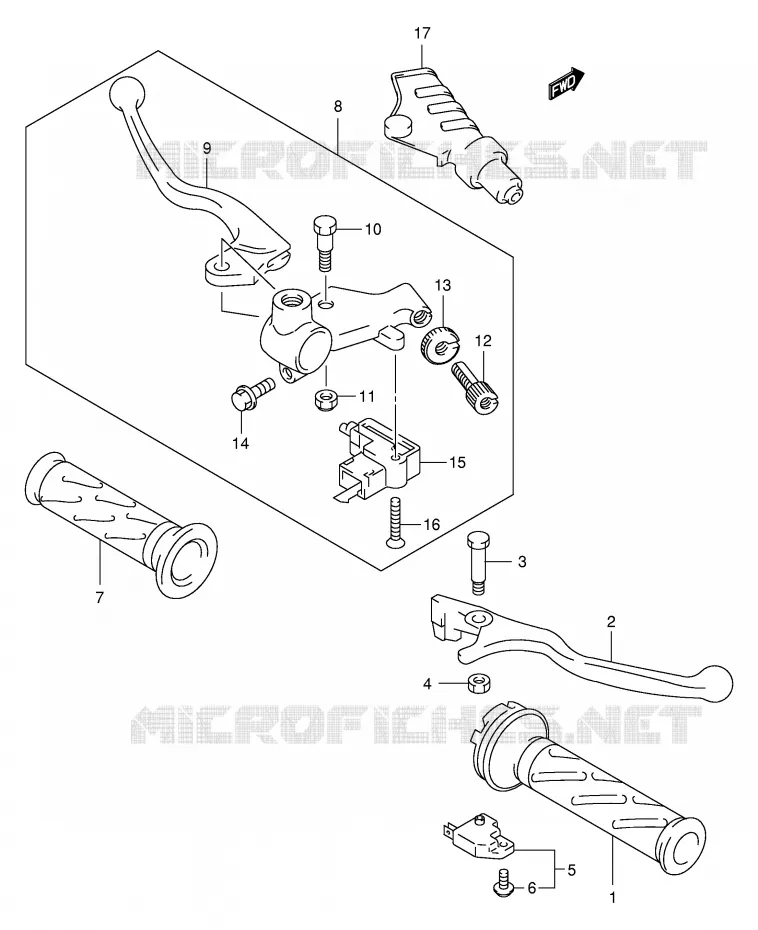 ENSEMBLE LEVIERS - POIGNEES Suzuki MOTO 125 INTRUDER 2002  VL125UK2(E2)