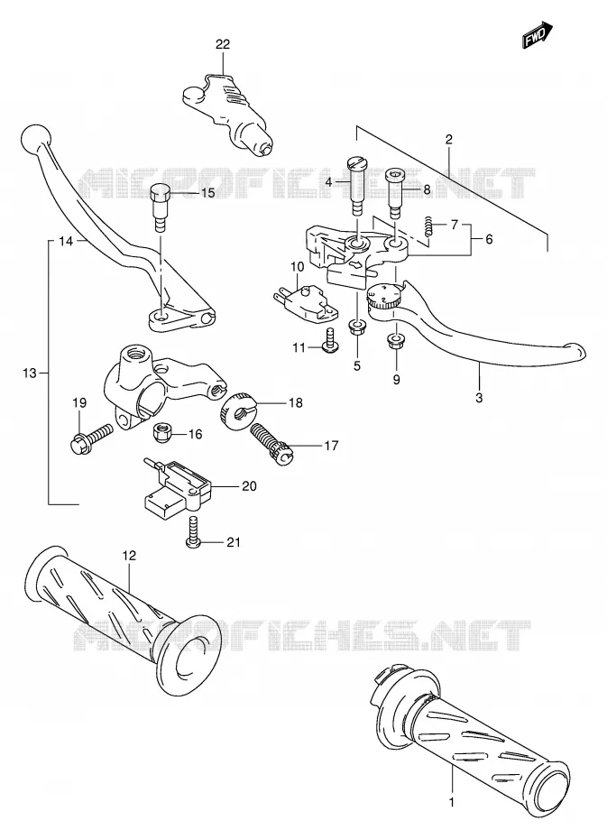 ENSEMBLE LEVIERS - POIGNEES Suzuki MOTO 250 TU 2001  TU250XK1(E2)