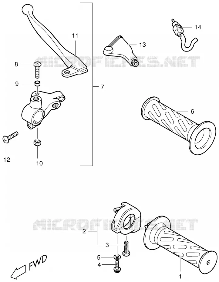 ENSEMBLE LEVIERS - POIGNEES Suzuki SCOOTER 50 ESTILETE 2001  UF50K1