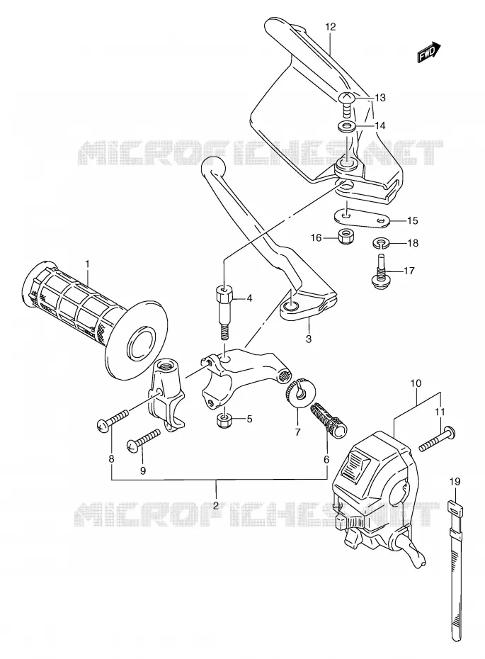 ENSEMBLE POIGNEE GAUCHE Suzuki MOTO 125 TS-R 1993  TS125RP(E2)